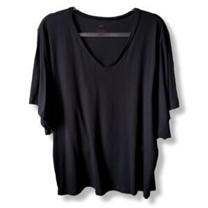 LnA Women Black Tee Shirt Top L Elevated Basic Neutral Classic Career Casual NEW